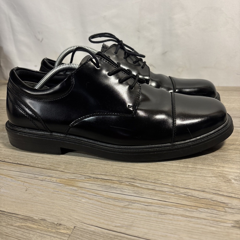 Mens 11.5 Nunn Bush Genuine Leather Kore Pro Cap Toe Oxford Black Slip Resistant